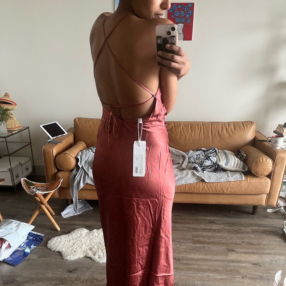 BRAND NEW (still tagged) - beautiful Terracotta color, never worn MIDI dress